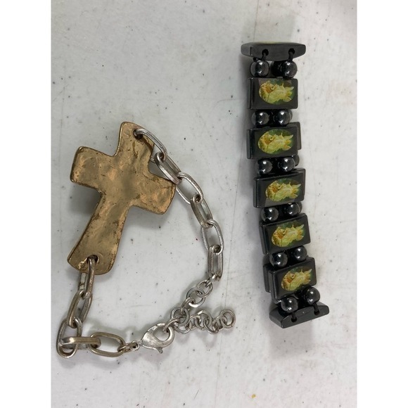 Metal Cross Bracelet & Magnetic Guardian Angel‎ Bracelet Lot Stylish Religious - Picture 6 of 7